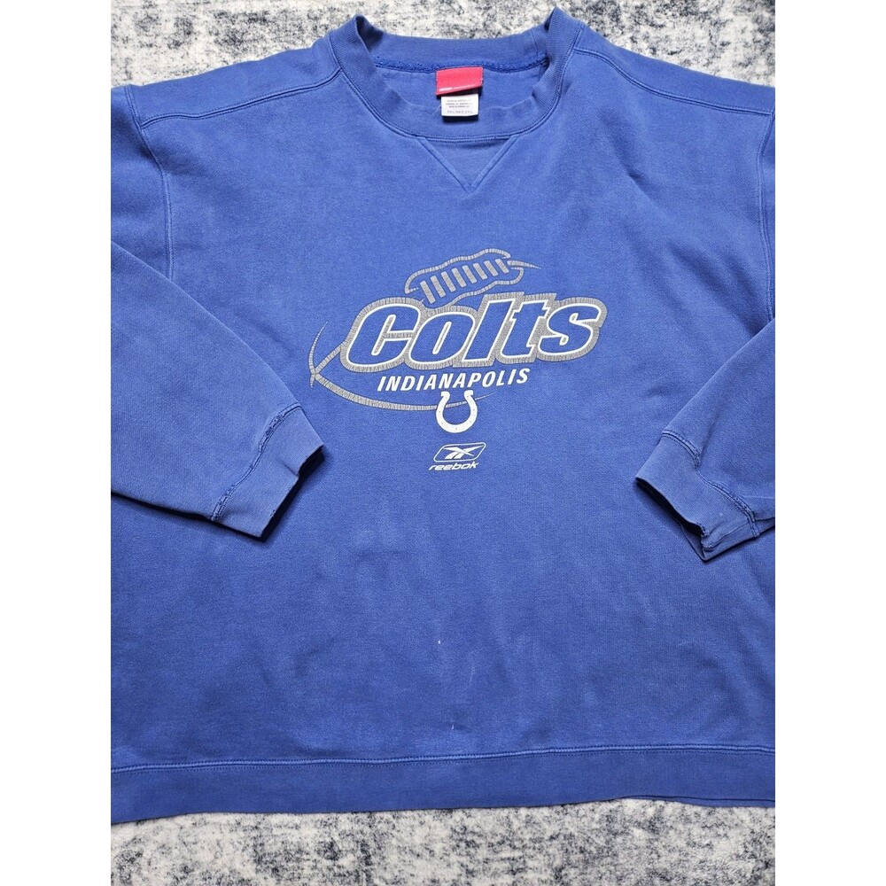 VINTAGE Indianapolis Colts Sweatshirt Size 2XL XXL Blue Reebok Crewneck NFL Y2K
